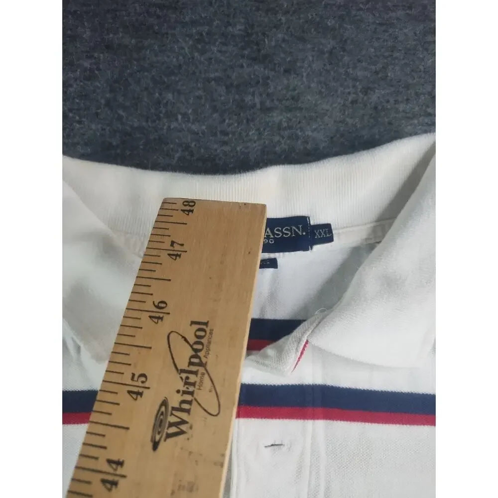 Vintage Polo Ralph Lauren Shirt Mens 2XL White Blue Red Striped Casual